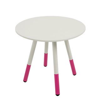 Small white Daywalker side table with pink legs