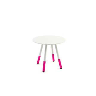 Small white Daywalker side table with pink legs