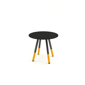 Small black Daywalker side table with orange legs