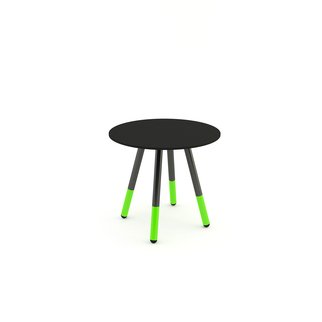 Small black Daywalker side table with green legs