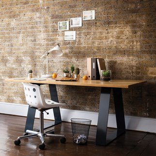 Edge industrial table pictured in home office