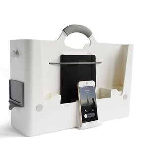 Muzo's HB-Two personal storage box with phone clip accessory for safe device support
