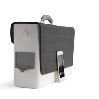 Muzo's HB-Two personal storage box with phone clip accessory for safe device support