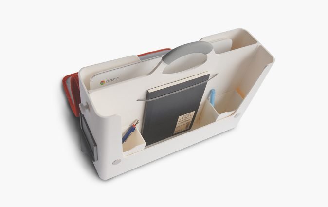 Inside view of the HB-Two personal storage box's separate compartments