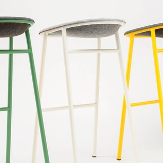 Trio of LJ3 recycled PET bar stools complete with customizable frames