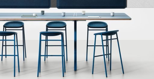 Workstation with LJ3 bar stools made from recycled PET bottles