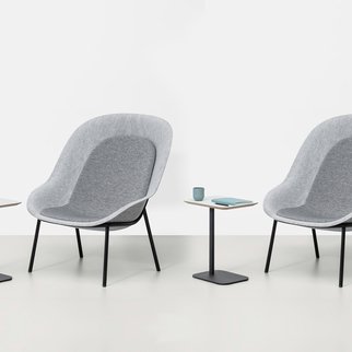 Muzo's unique and comfortable Nook lounge chairs have fully customizable shells and frames