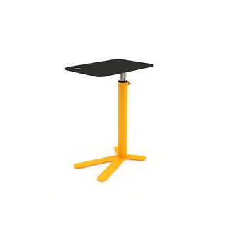 Space Chicken side table with black top and bright orange stand