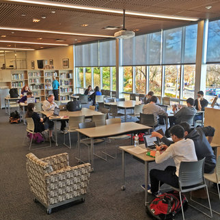 Wave tables pictured in busy library