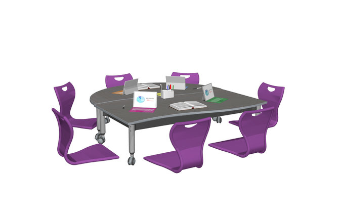 Super Low Versatilis arrangement with chairs and grey top