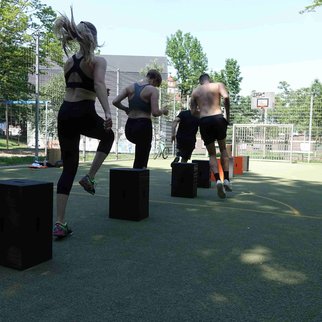 Fitness enthusiasts get active during an Xbrick workout